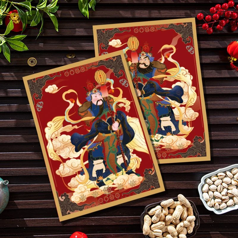 年画门神贴画手绘门贴门幅守门神将新春对联春联春节装饰
