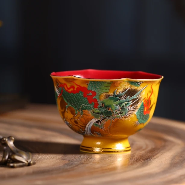 景德镇青龙陶瓷大号主人杯单个女中式高档复古茶杯商务茶杯青花瓷