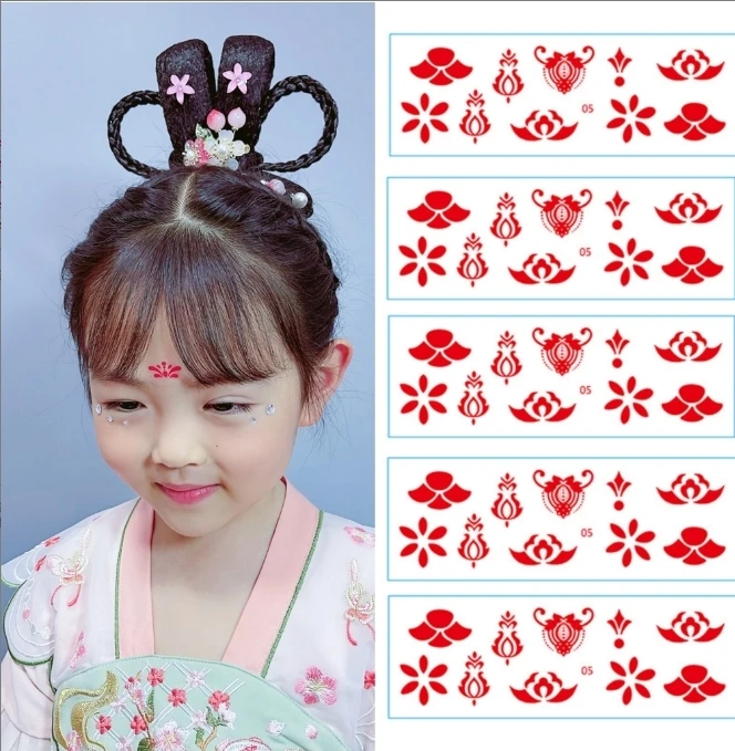 儿童中国风女童可爱花钿汉服演出眉心贴宝宝可爱古风额头贴