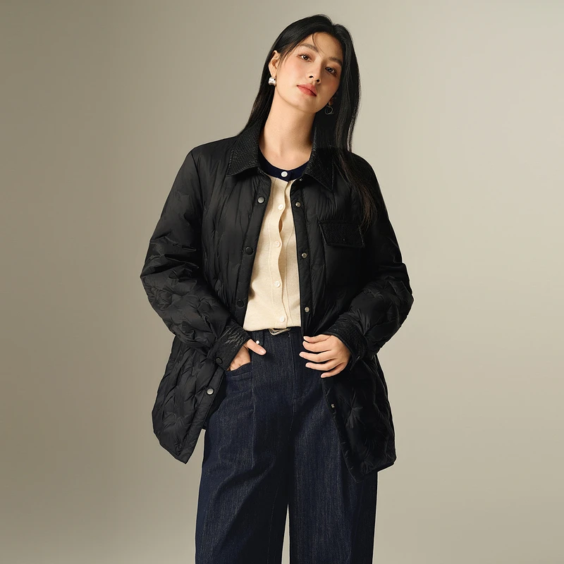 Basic House/百家好冬季轻薄白鸭绒品质洋气女羽绒服-B0624S53972