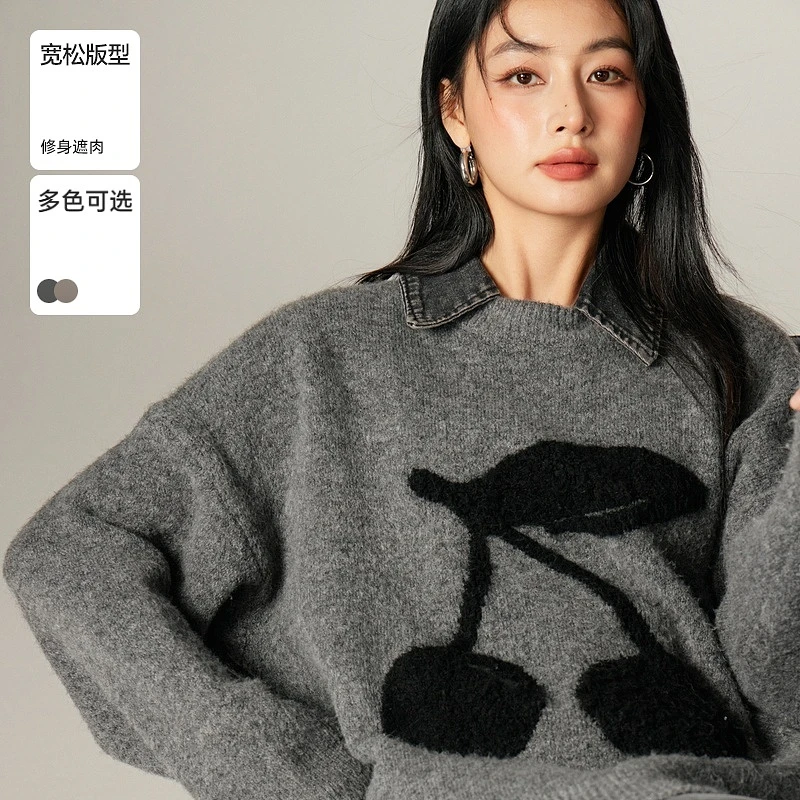 Basic House/百家好秋冬时尚百搭休闲女士毛衣-B06245A2442