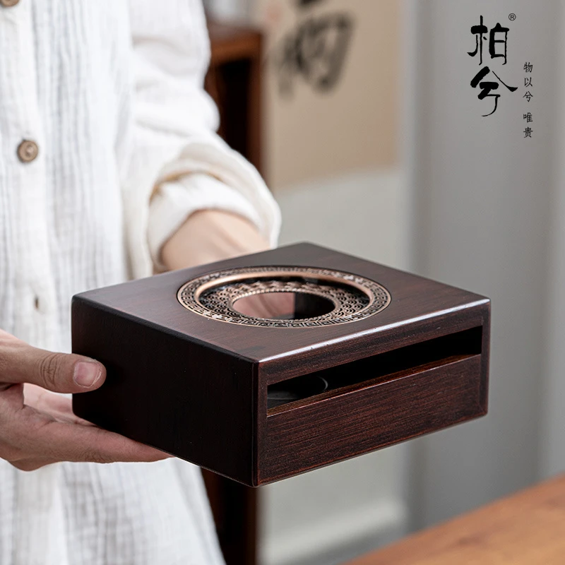 柏兮 竹制蜡烛温茶器底座 居家办公泡茶暖茶温酒器无烟蜡烛温茶台