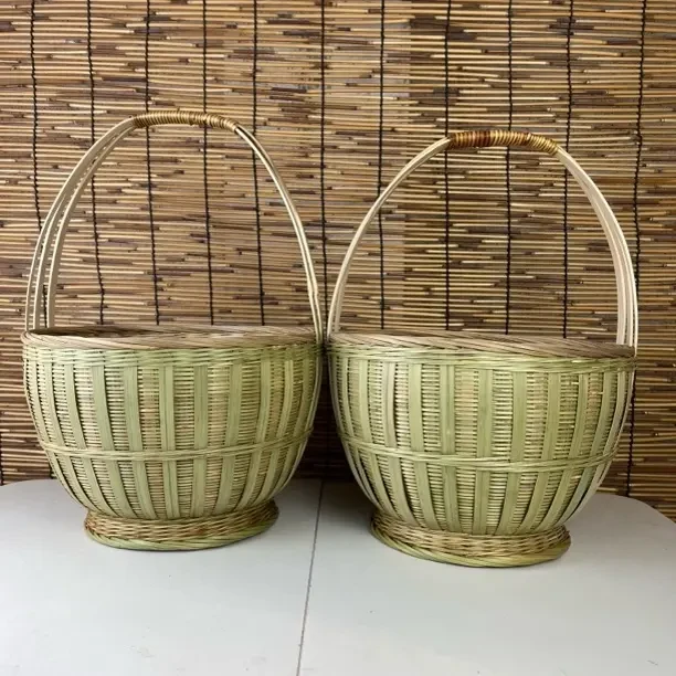 LCX011(邱女士)精品竹编手提竹篮加固加厚购物篮口径28厘米