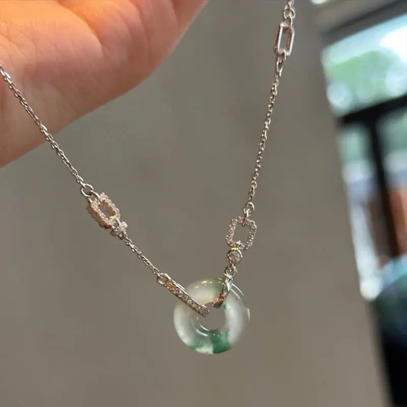 穿吊坠甜甜圈挂绳万用吊坠配链镀18k色平安扣diy配件项链空托百搭