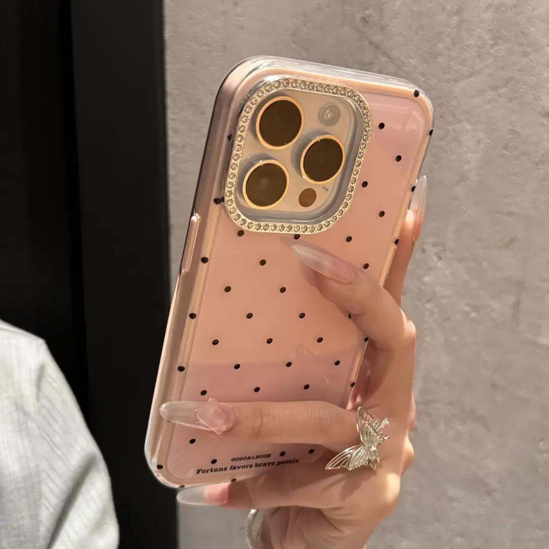 新款高颜值闪钻波点适用iPhone16手机壳14苹果15promax网红13全包