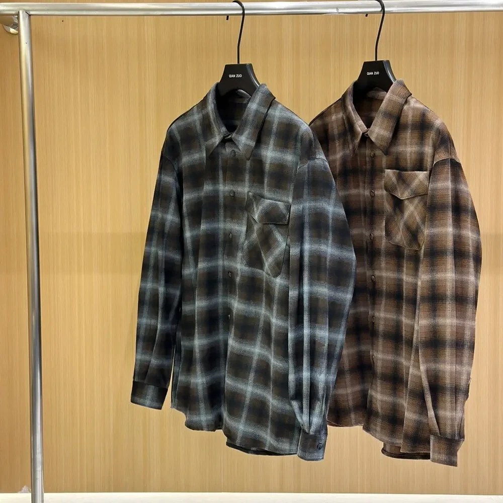 【小瑞服饰】秋季时尚百搭复古格子长袖休闲衬衫外套