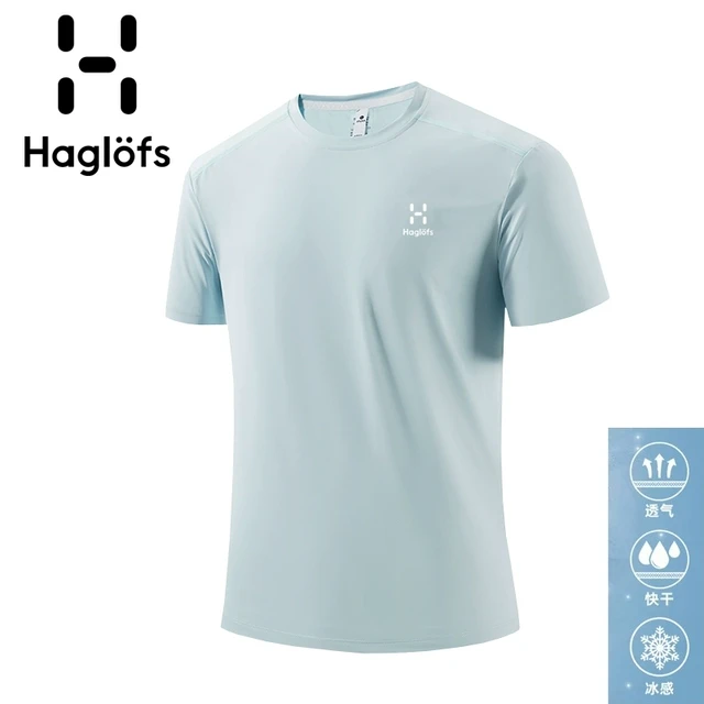 HAGLOFS火柴棍夏季男款薄款冰丝速干t恤运动健身拼接短袖透气弹力