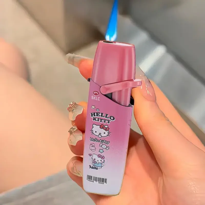 网红新卡通渐变金属摇臂小巧充气打火机高品质防风直冲打火机批发