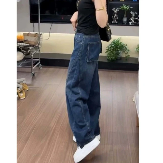 阔腿裤牛仔裤女款新款秋季萝卜显瘦大码弯刀裤宽松香蕉镰刀裤
