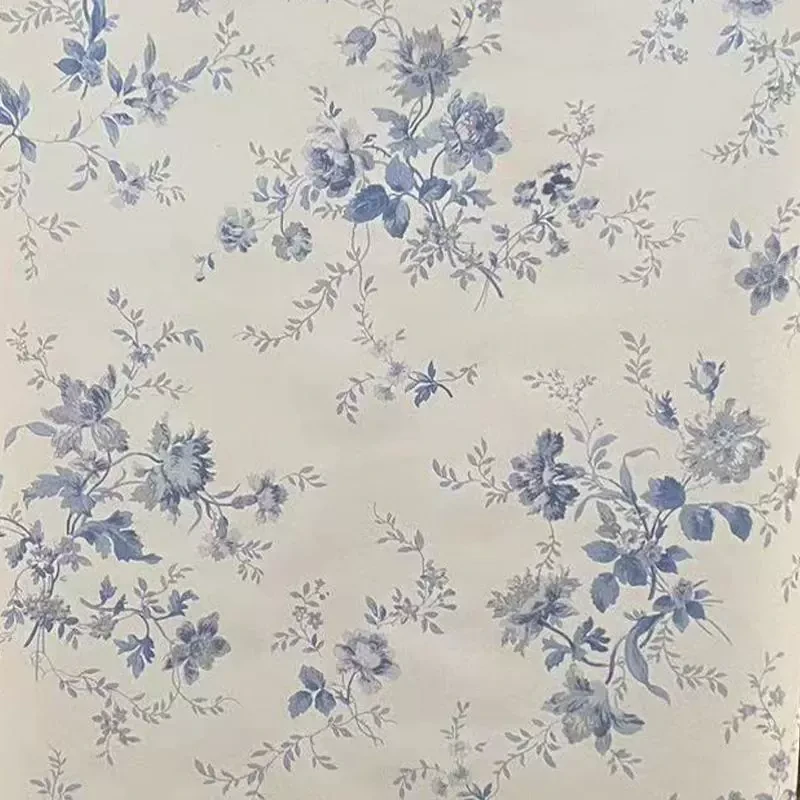 美国原装进口壁纸美式乡村田园蓝色小碎花小清新卧室美式墙纸MM