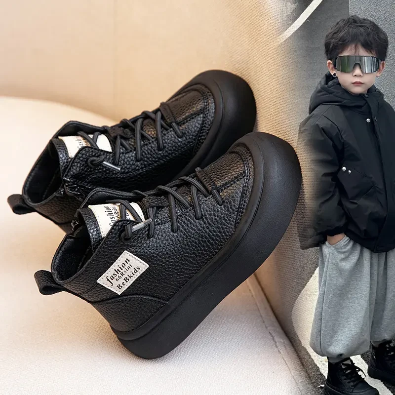 小黄鸭儿童靴子2025秋冬新款加绒加厚棉鞋二棉短靴男童防水雪地鞋