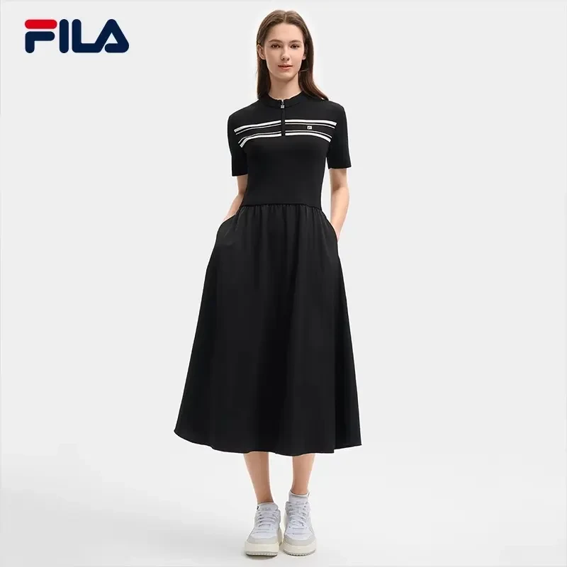 FILA/斐乐女装25夏季款时尚运动显瘦优雅休闲连身裙F11W528307