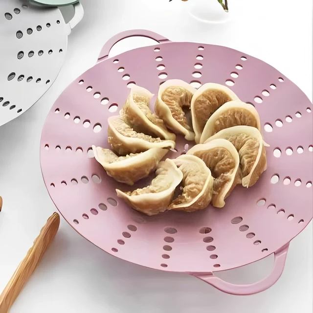 食品级硅胶蒸架蒸格手提蒸盘家用电饭煲锅内蒸笼厨房不粘锅蒸屉