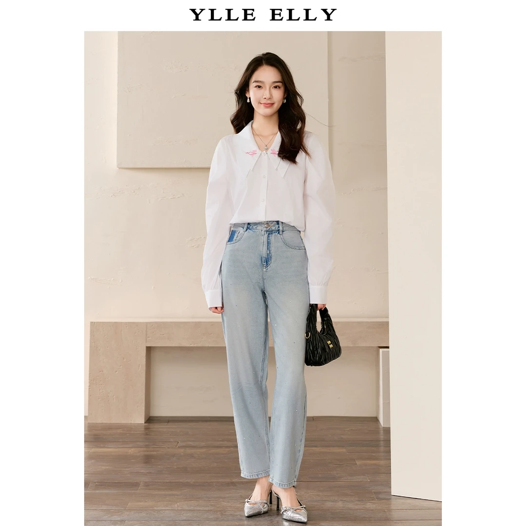 衬衫女2025春季韩版时尚气质休闲廓形刺绣长袖衬衣Y311308287