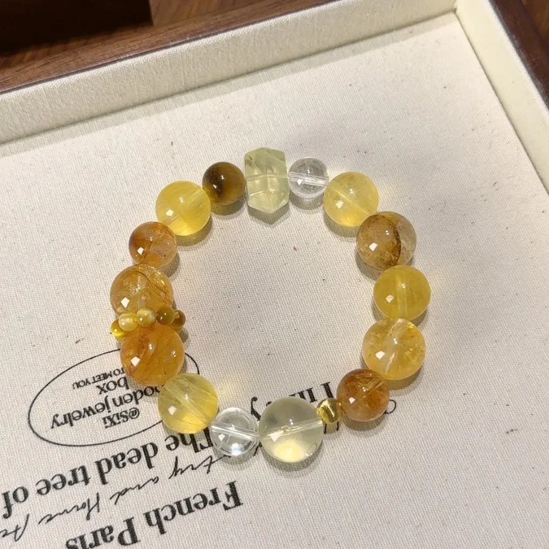 天然水晶黄色系多宝手串