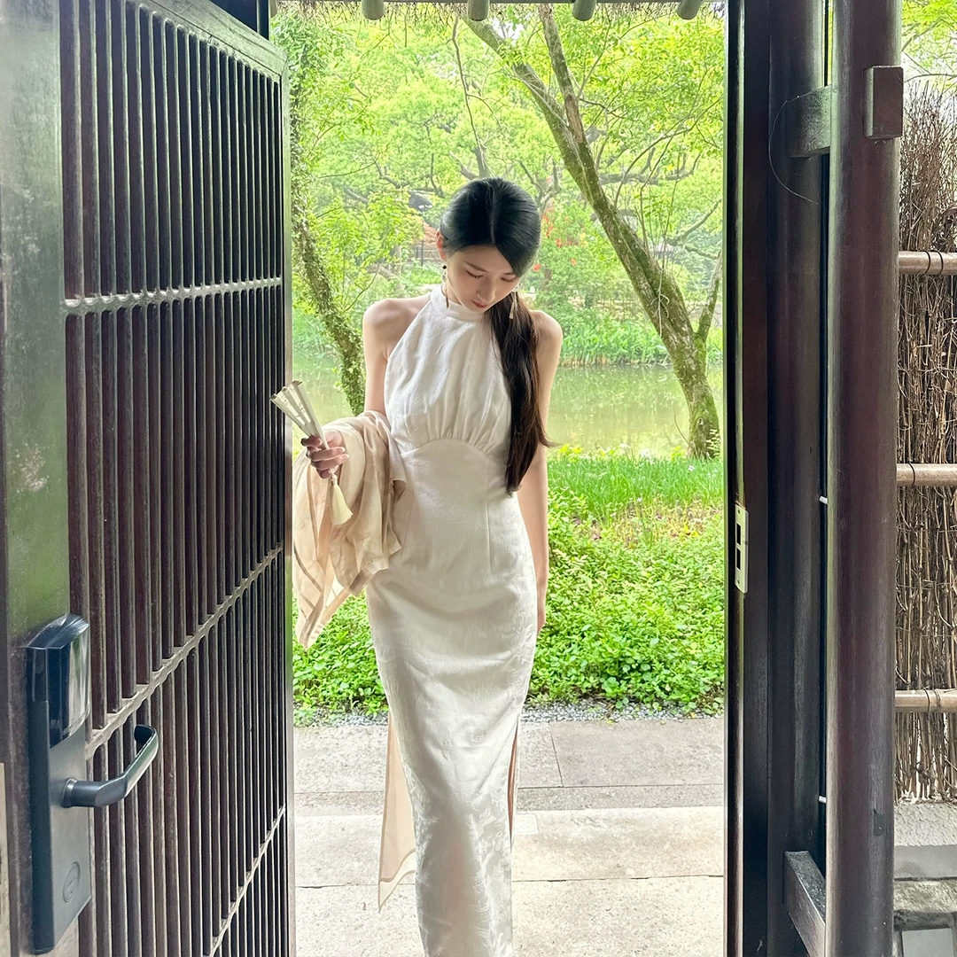 4折 Howalook 悠悠夏日长 提花领圈盘扣新中式旗袍小裙子清冷