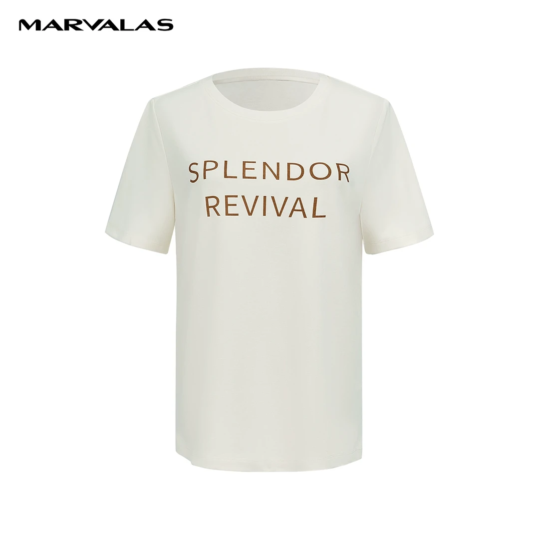 【九月专属】曼德诗美式字母印花短袖2023春季新款圆领高级感T恤