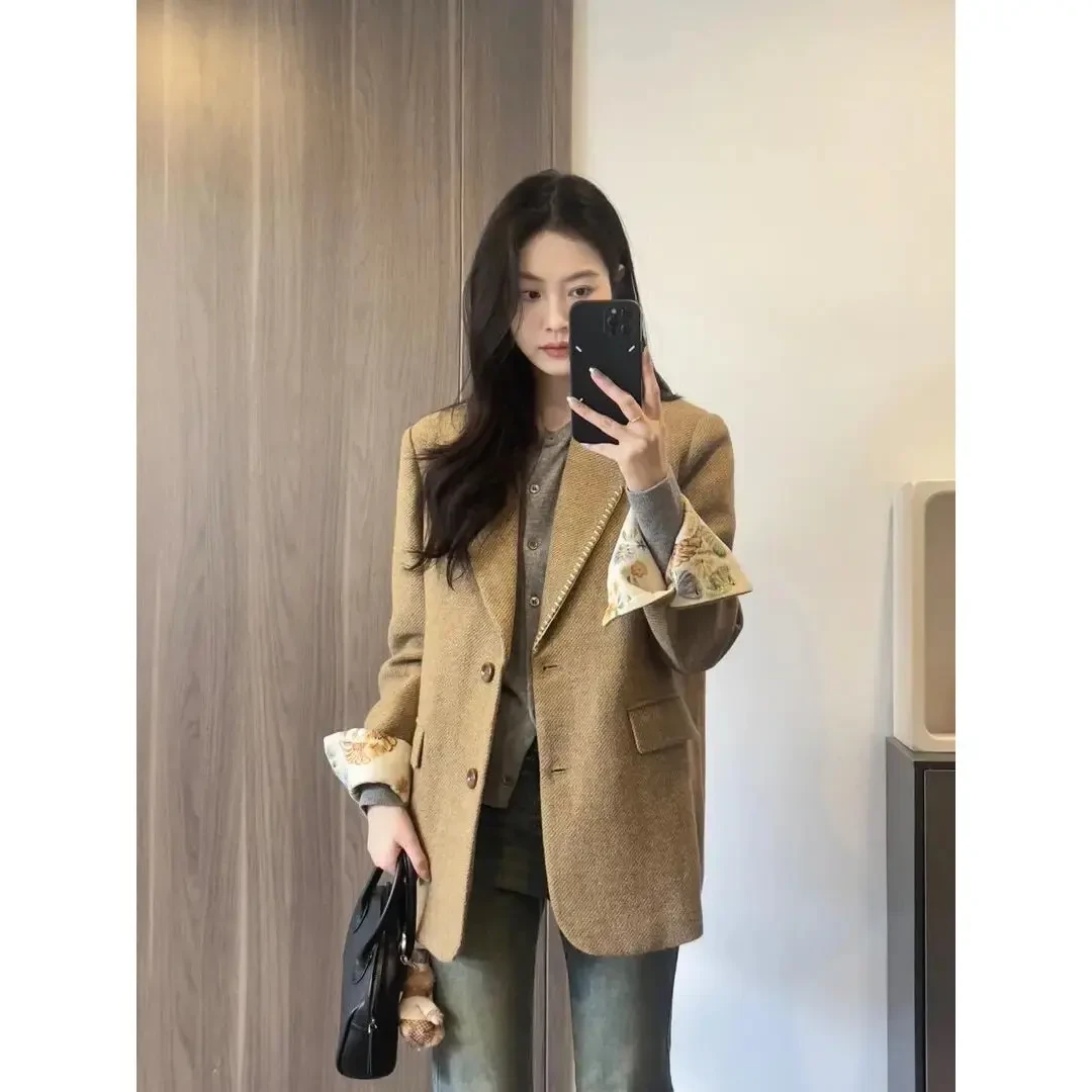 早春新款高级感西装外套女韩版英伦风小个子上衣女装牛仔裤秋冬