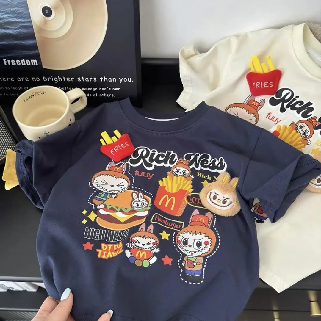 亲子装ins网红上衣圆领A类半袖通勤夏季卡通卡通动漫宽松