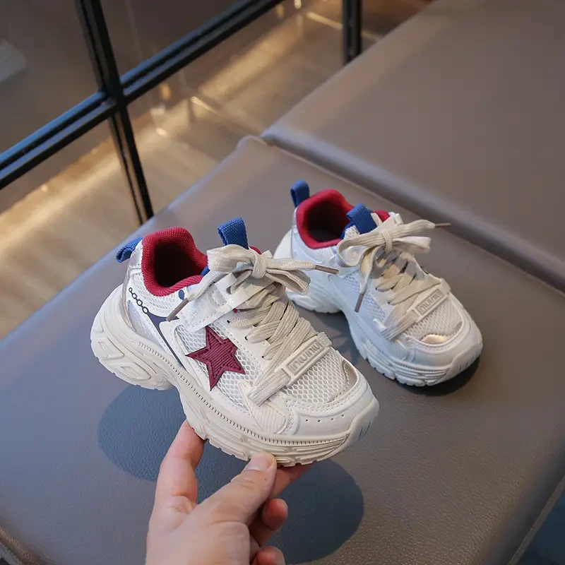 2025春秋新款儿童休闲运动鞋女童星星小白鞋中大童软底防滑老爹鞋