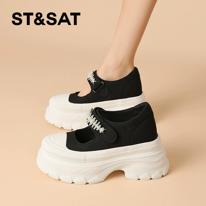 星期六内增高女鞋2025新款厚底小白鞋春夏小个子玛丽珍鞋轻便透气