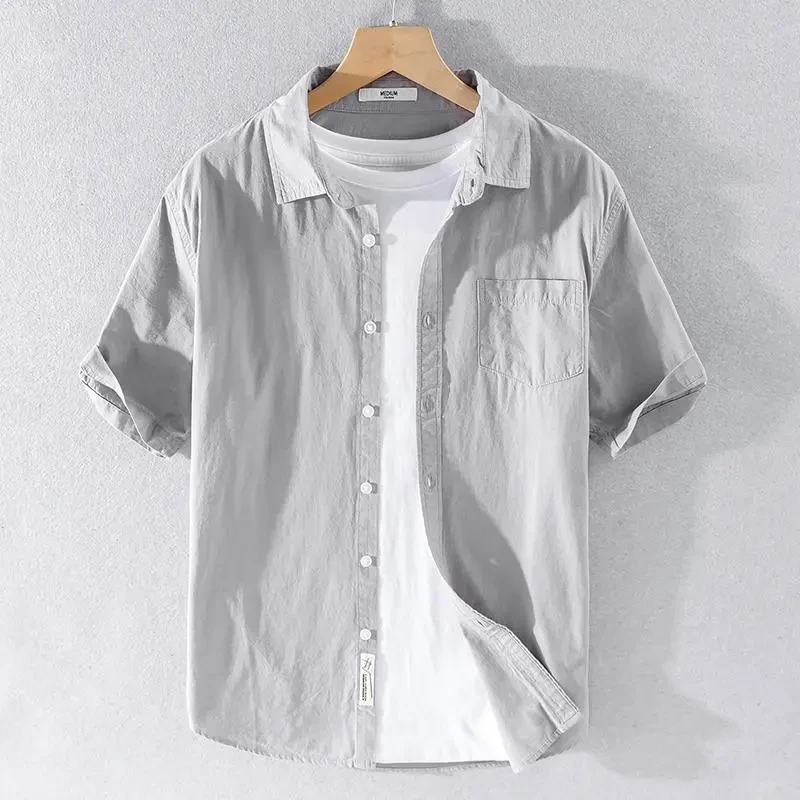 Cebrodz男夏季薄款衣服短袖男士男装纯高级感休闲外穿半袖衬衣