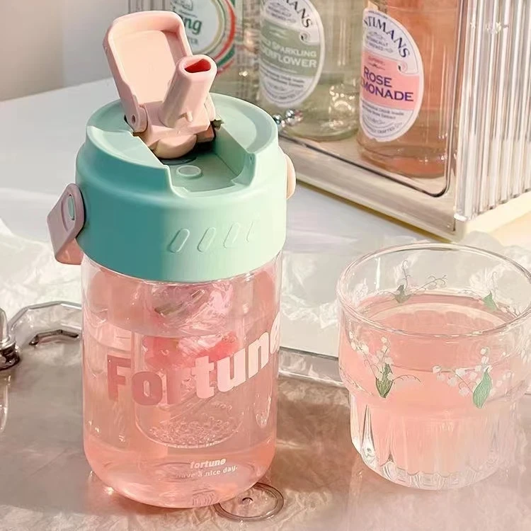 浦司水杯女生高颜值大容量便携运动吸管杯夏季新款带茶隔学生杯子