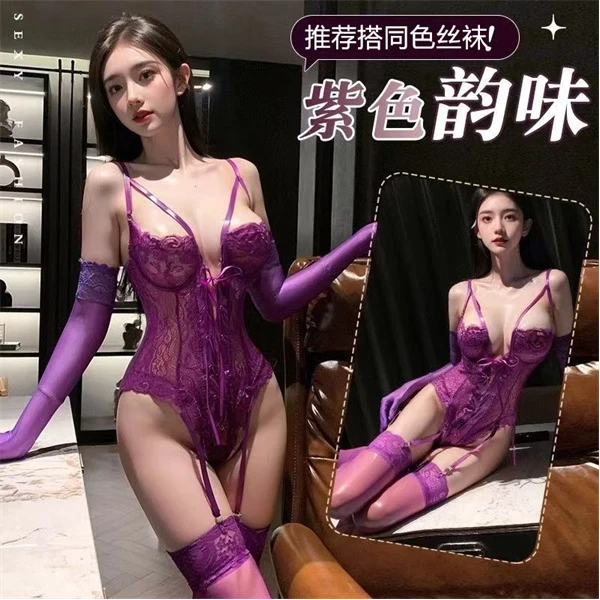 【夜迷离】✨性感蕾丝御姐吊带马甲绑带显胸聚拢甜美修身睡裙Z53