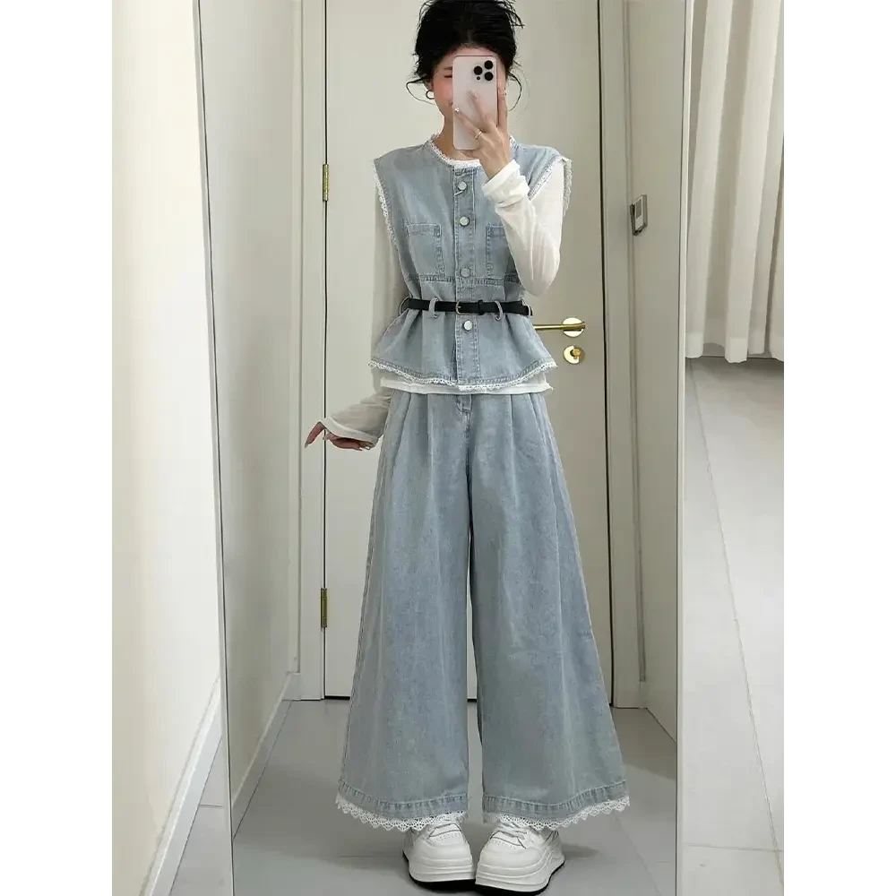 A210+A211+A212开春穿搭一整套打底衫上衣叠穿马甲阔腿裤盐系减龄