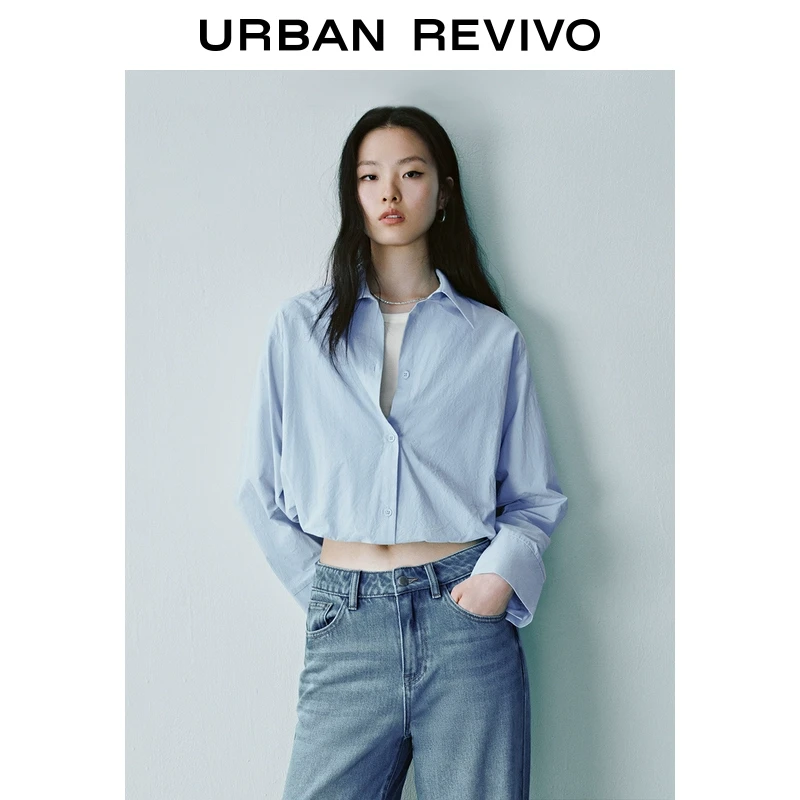 UR2025春季新款女装欧若风轻通勤假两件长袖罩衫衬衫UYY250004