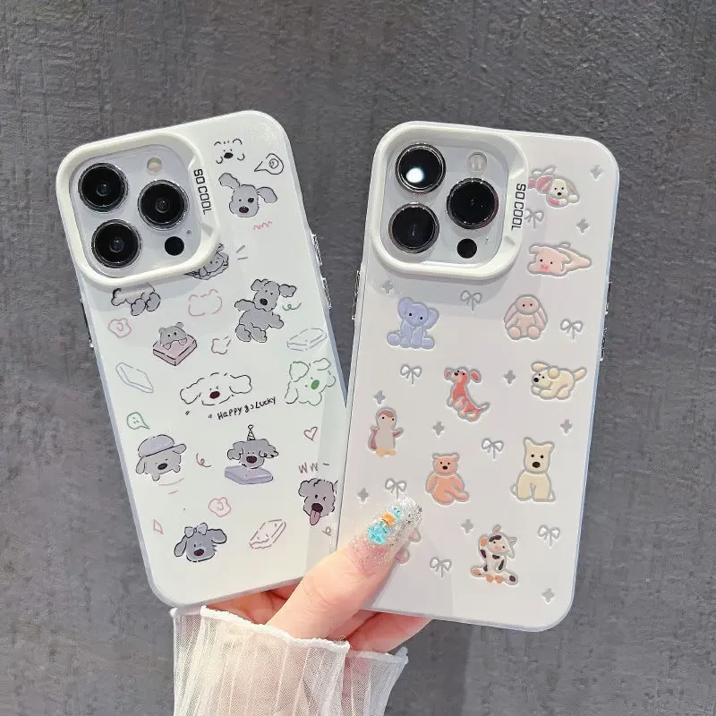 可爱动物适用华为vivo小米oppo荣耀苹果14手机壳13镭射15潮11硬12