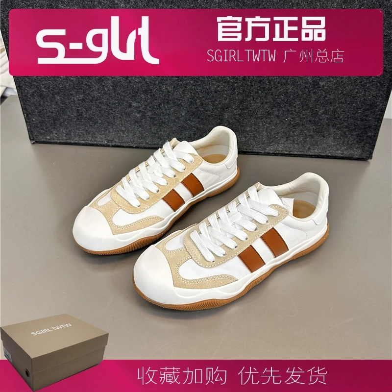 SGIRL TWTW推荐2025早春新款复古拼色系带运动鞋德训单鞋小白鞋女