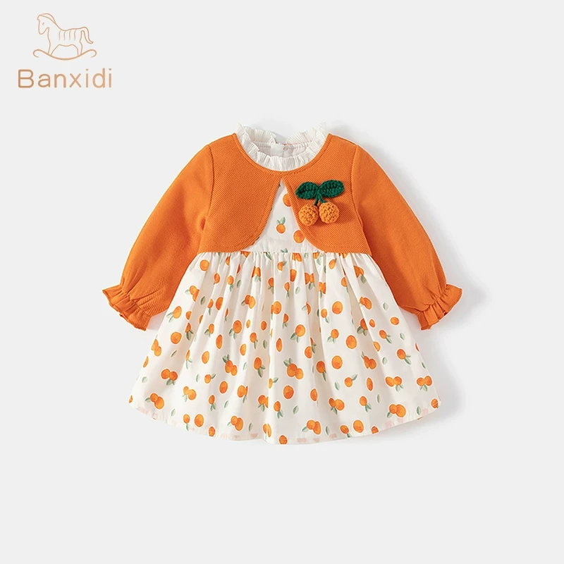 班喜迪女童连衣裙秋装新款洋气宝宝周岁礼服儿童假两件公主裙秋冬