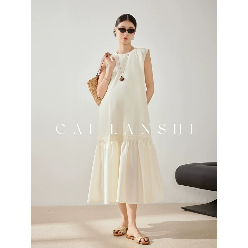 孕妇裙子夏季2025大码法式短袖连衣裙宽松长款孕妇装夏50425