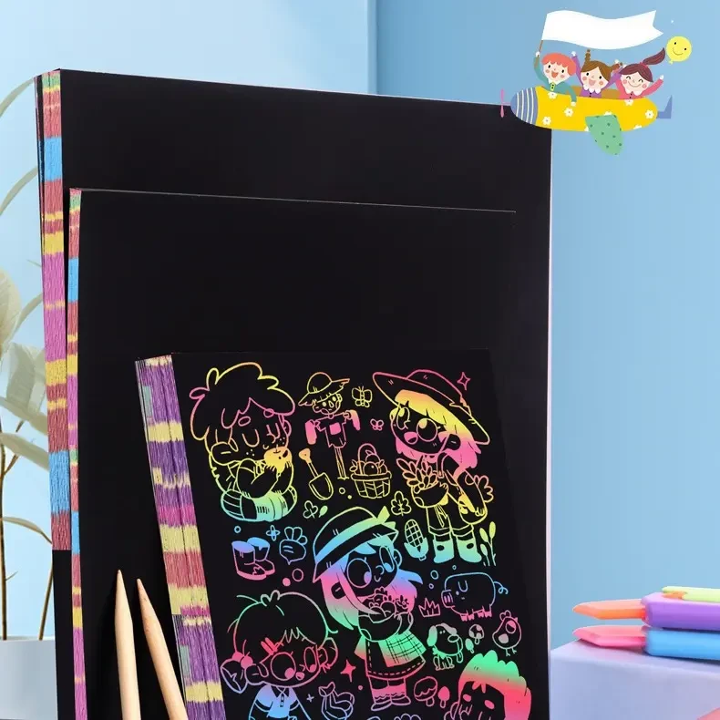 炫彩刮画纸A4规格适合美术涂鸦手工DIY制作