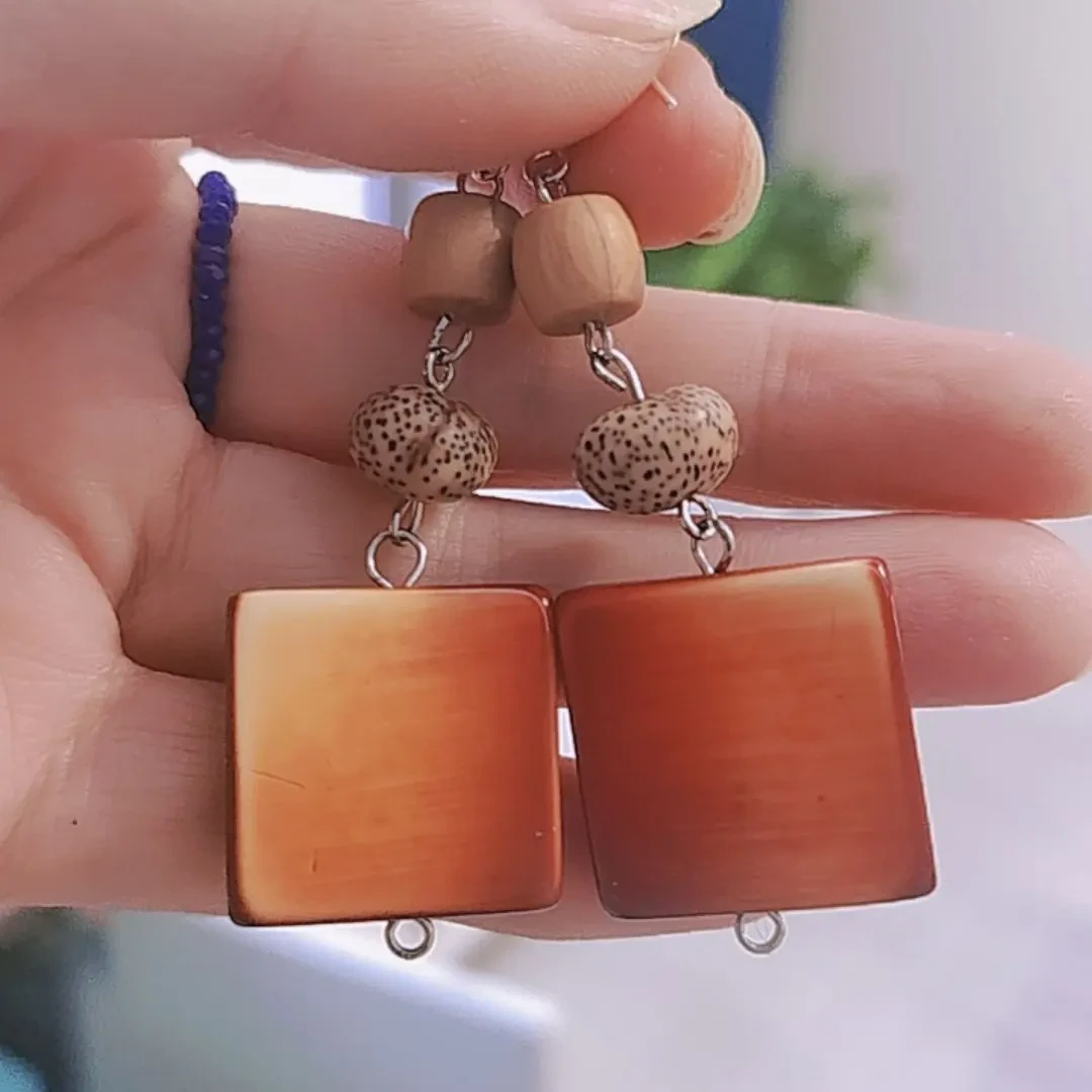 合金木质耳饰 木质耳饰 耳坠复古民族风，新中式设计感宫廷耳饰