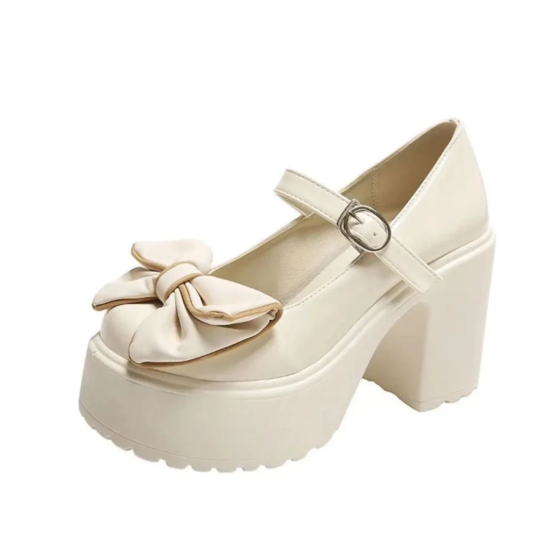 厚款一字扣带圆头方根鞋