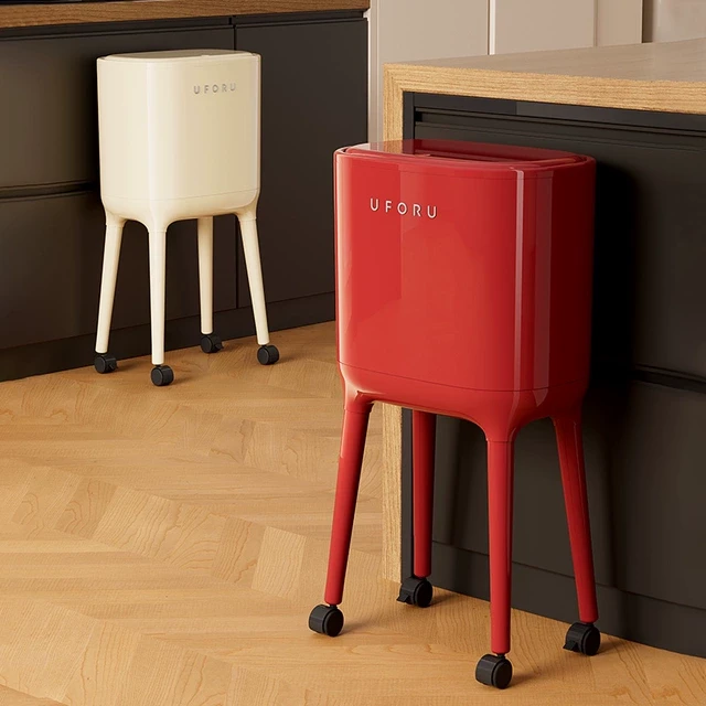 高脚垃圾桶厨房免弯腰加高卫生桶家用客厅新款带滑轮高颜值垃圾篓
