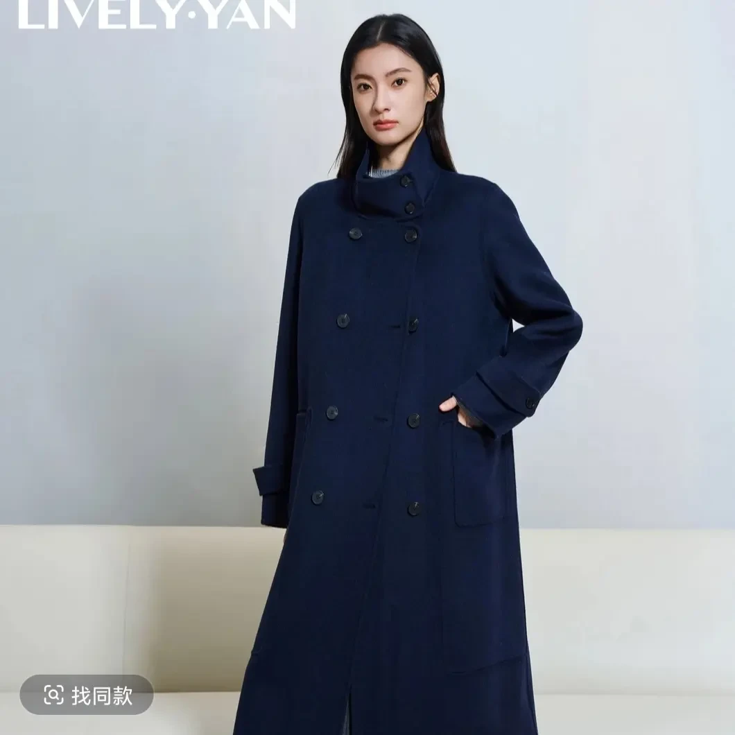 俪研【LIVELY・YAN】48199新款双面呢中长款毛呢大衣女冬季时尚气质