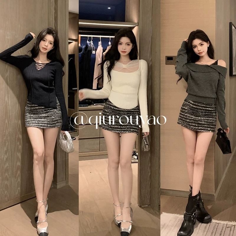 【QIUROUYAO邱肉瑶】派对闪耀主场*A字重工绣花亮片短裙
