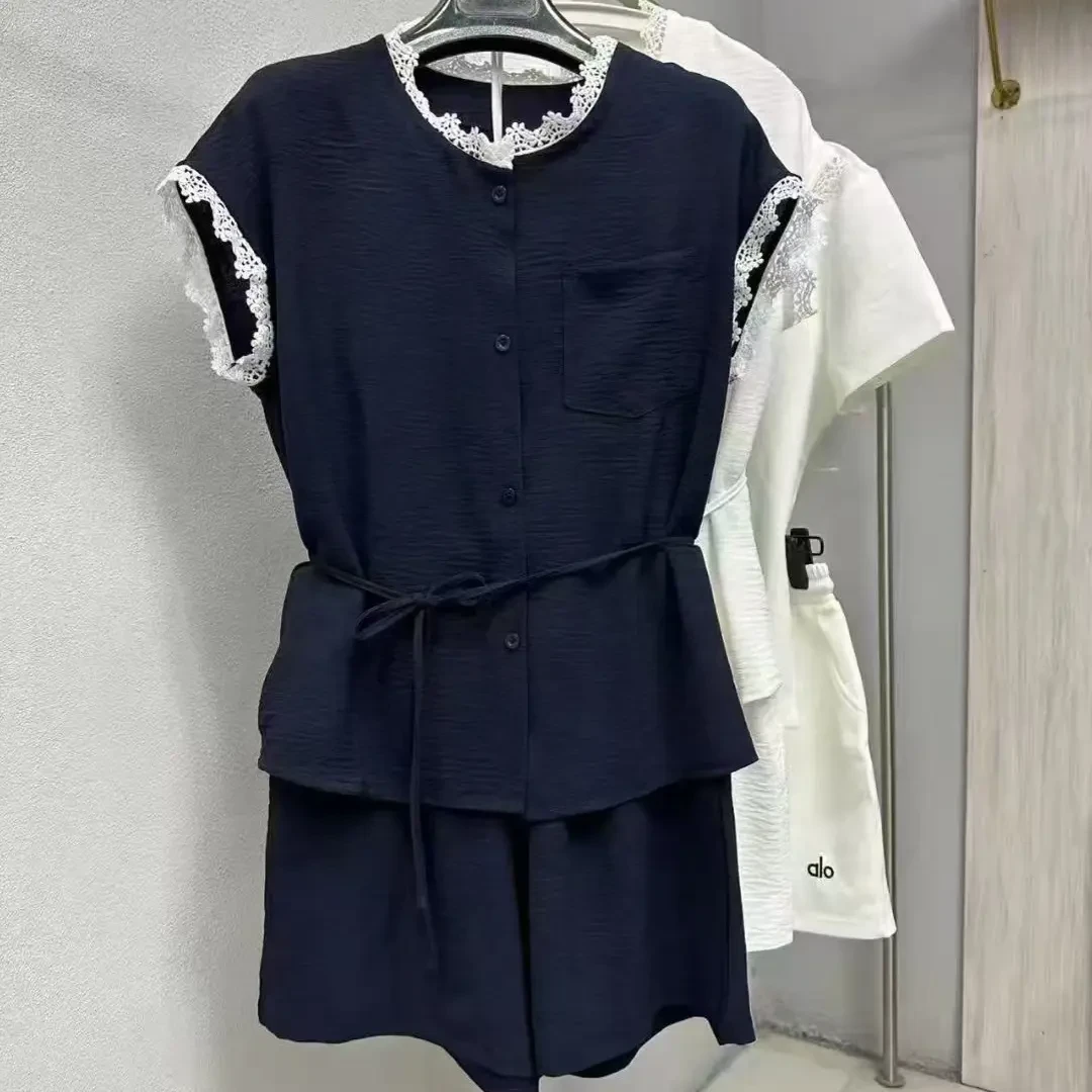 86时尚洋气短裤套装女夏季新款百搭显瘦花边气质减龄