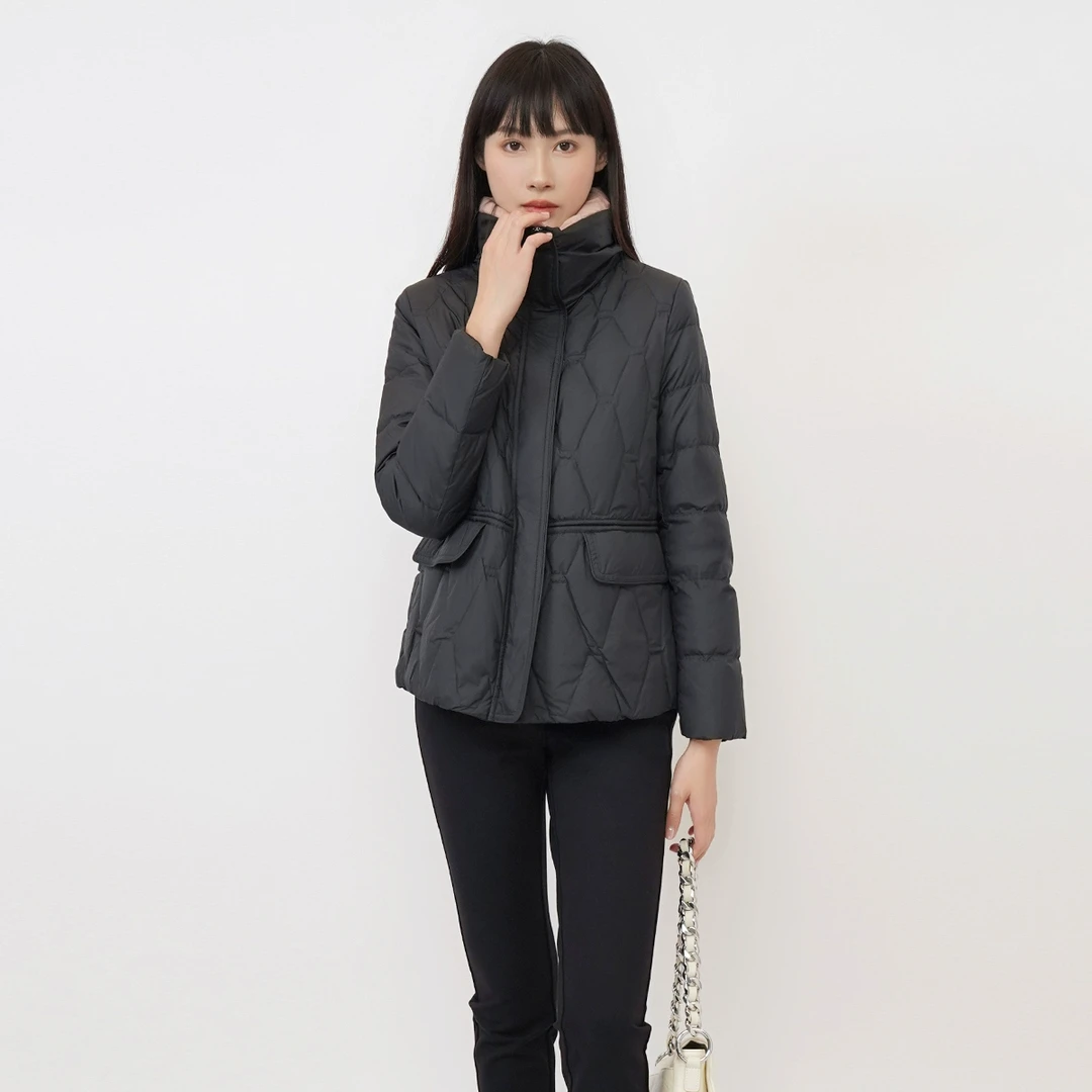 歌蒂诗2025冬专柜新款时尚通勤简约气质短款立领羽绒服 1D46Y0850