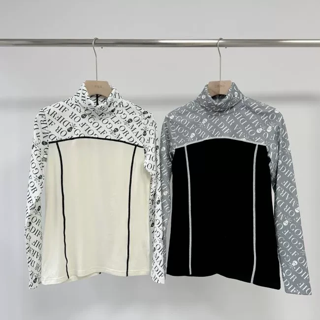 韩高尔夫女士冬款高领打底衫两翻领磨毛绒T保暖弹力时尚golfT恤