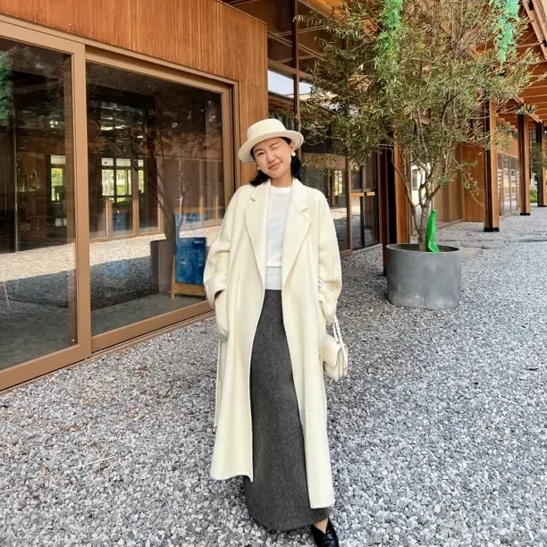 长款宽松休闲百搭气质秋冬羊绒浴袍经典外套