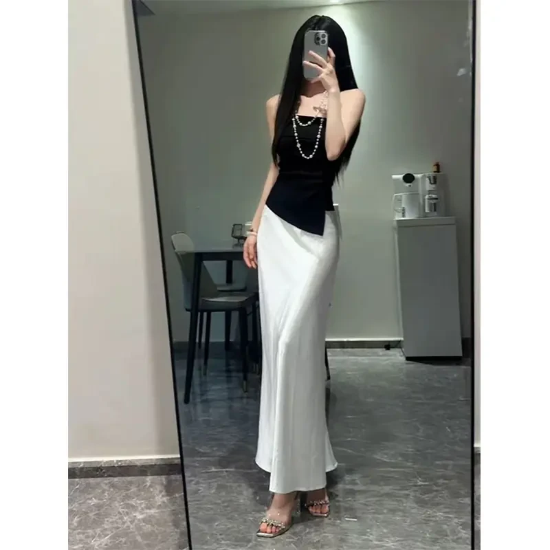 小众高级感不规则开叉性感抹胸背心修身性感辣妹风高腰包臀半身裙