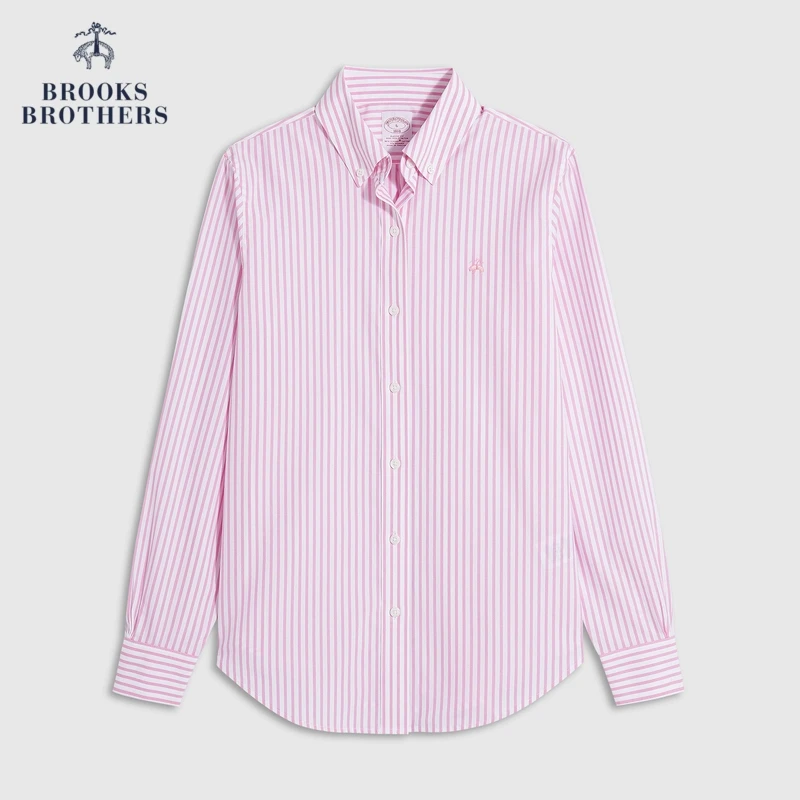 Brooks Brothers/布克兄弟女士秋新款易打理竖条纹通勤长袖衬衫