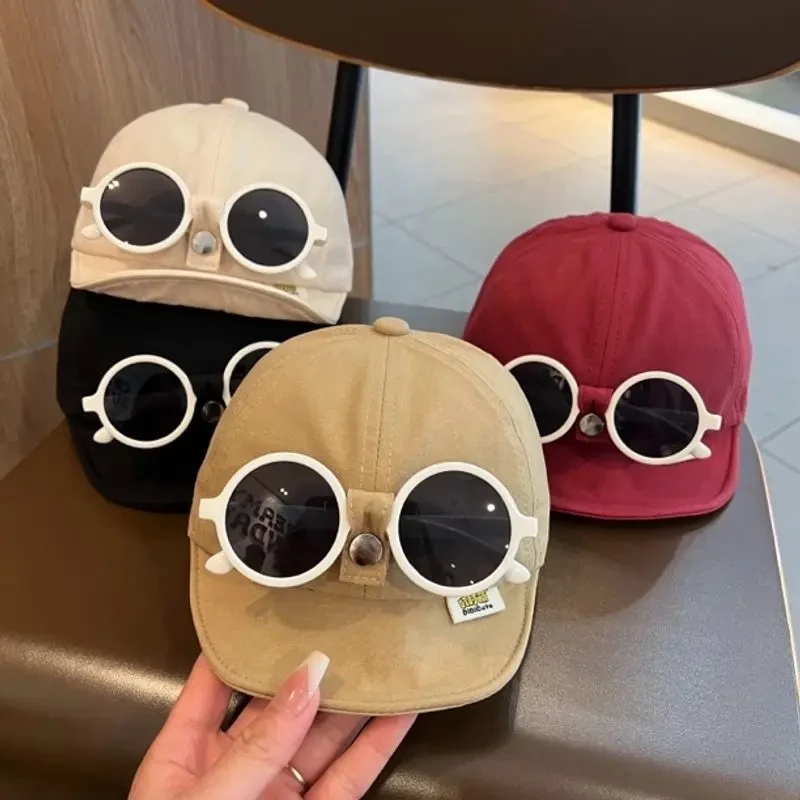 【奶酷风】宝宝帽子春夏季可拆眼镜软檐鸭舌帽男女童潮酷出游遮阳