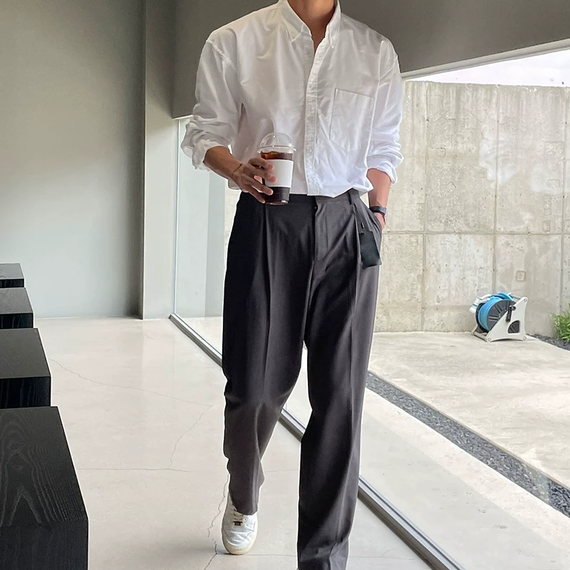 衬衫男长袖高级感春夏季商务休闲衬衣潮牌简约百搭韩系风时尚外套