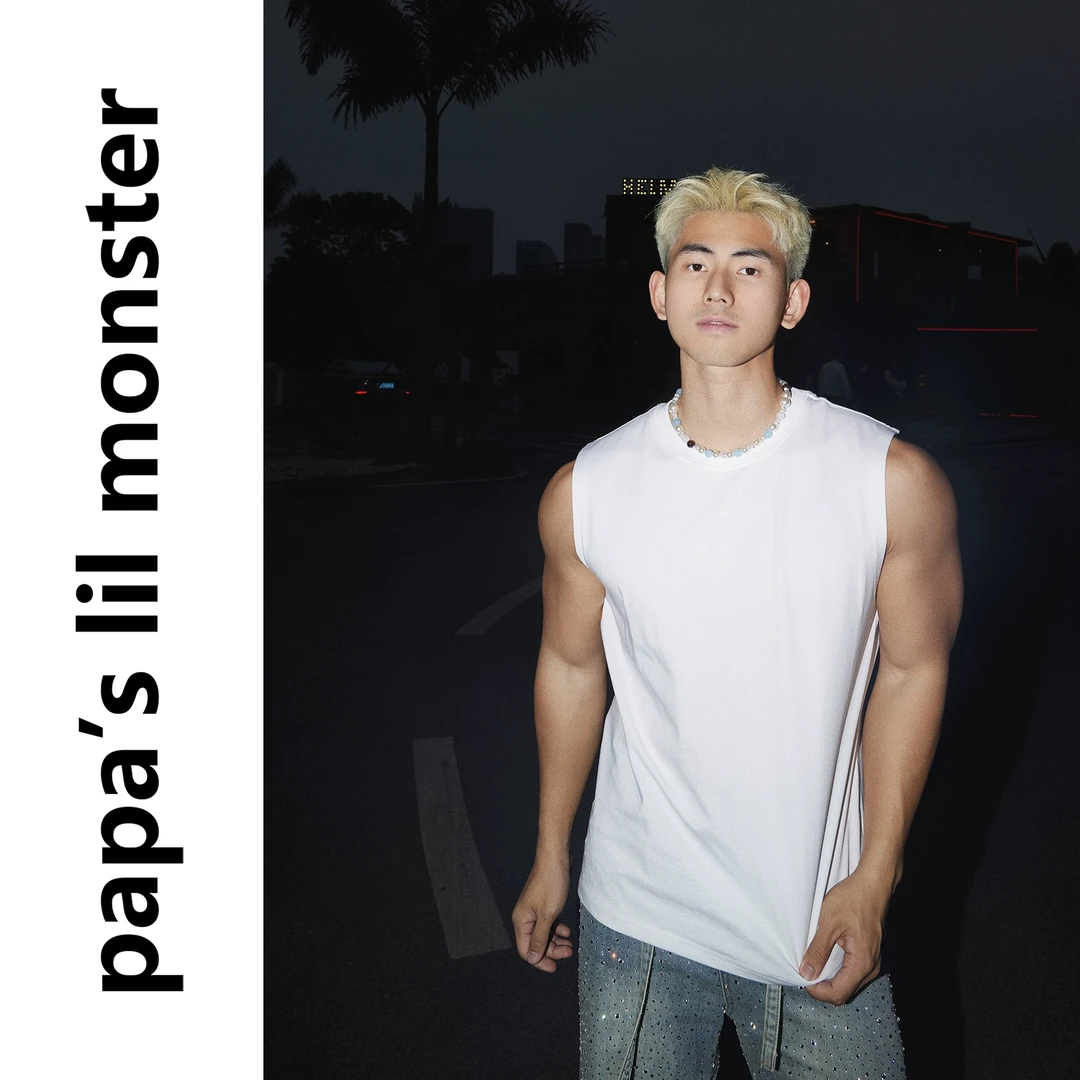 PAPASLILMONSTER美式复古坎肩背心男圆领纯色健身无袖上衣休闲T恤