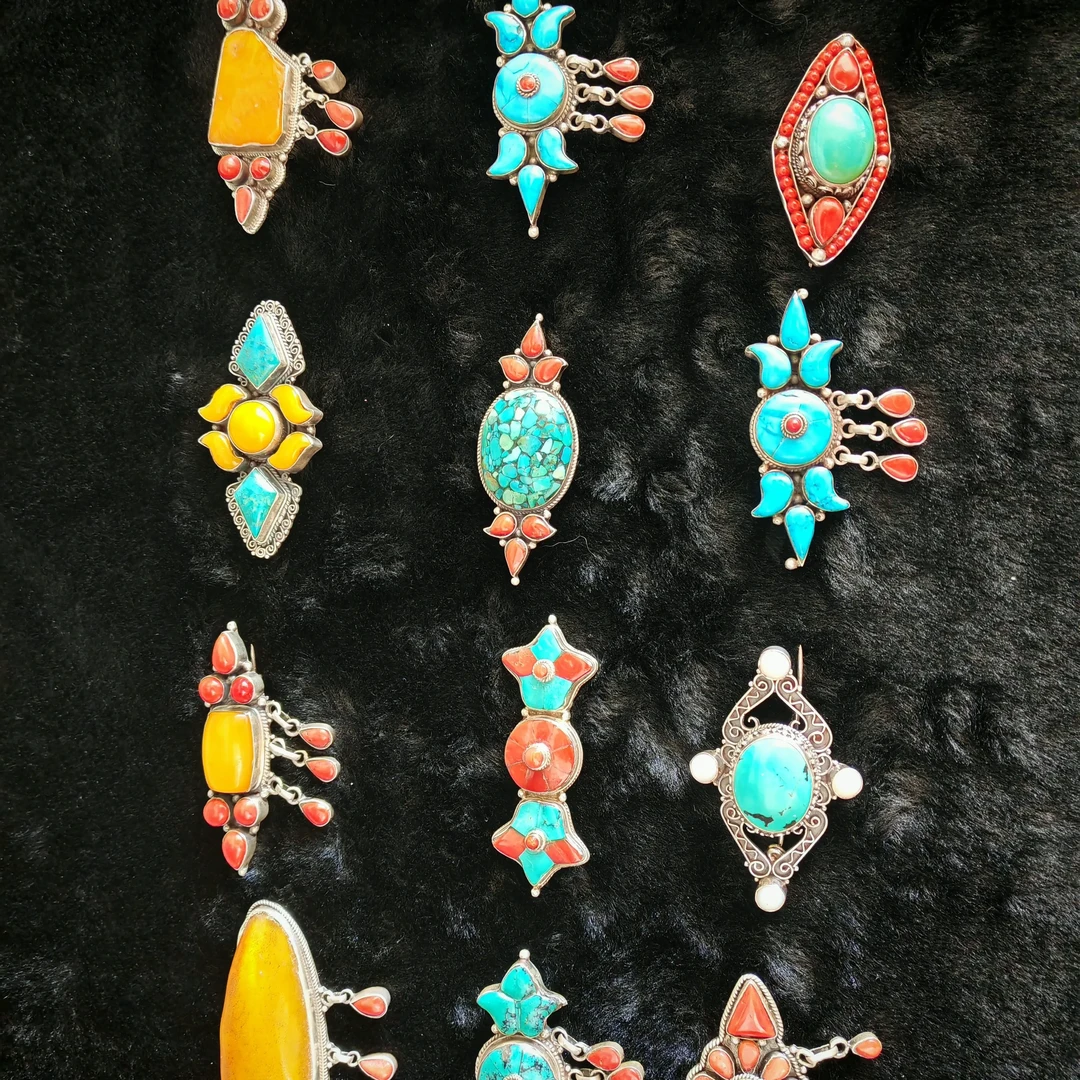 925银大理石胸针 尼泊尔进口925银胸针